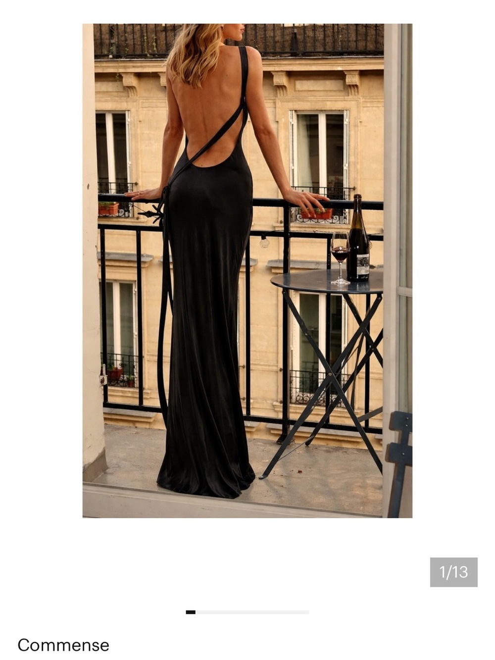 NWT COMMENSE Black Satin One Shoulder Backless Maxi Dress